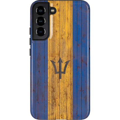 Barbados Flag Dark Wood Galaxy S22 Plus Pro Case